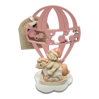 Orsetto in resina cavallo a dondolo con mongolfiera in…