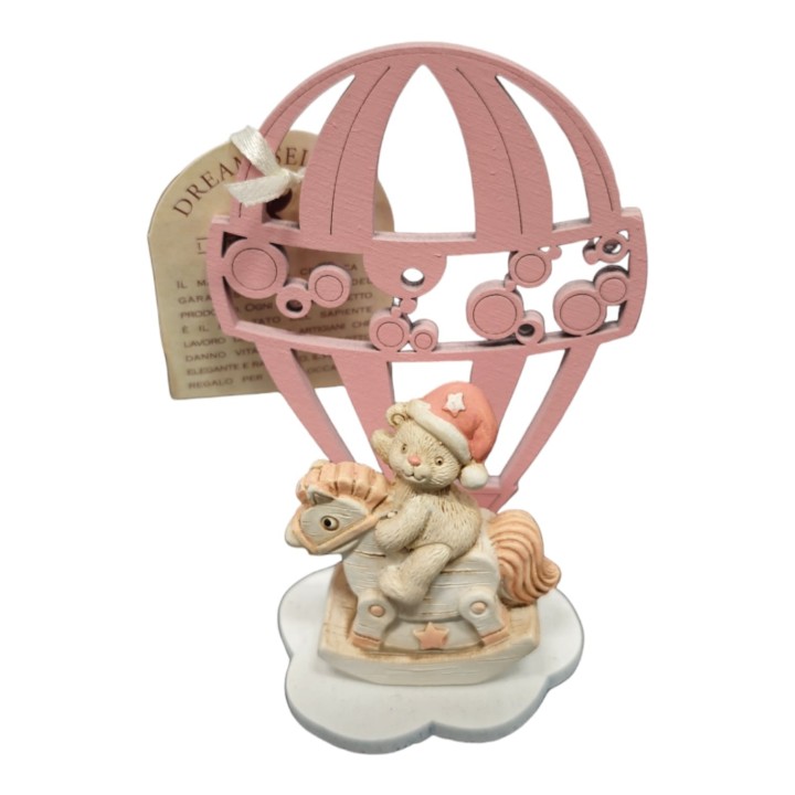 Orsetto in resina cavallo a dondolo con mongolfiera in…