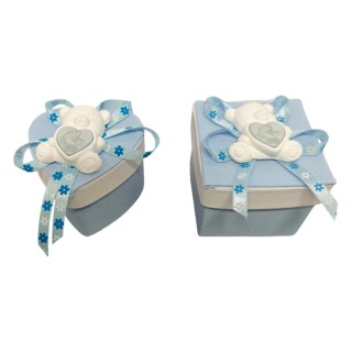 Scatolina celeste quadrata o cuore Con gessetto orsetto 6X5…
