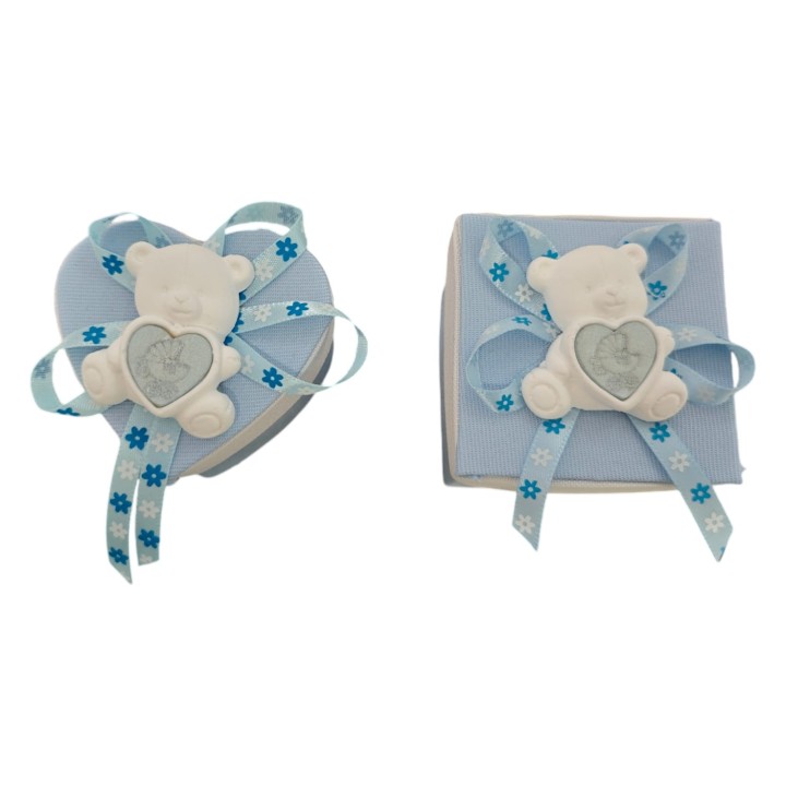 Scatolina celeste quadrata o cuore Con gessetto orsetto 6X5…