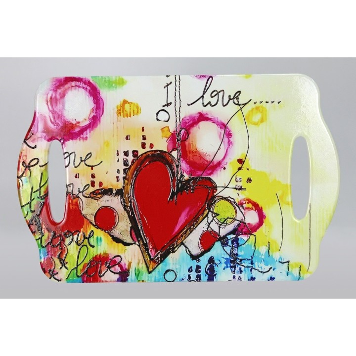 Sottopentola vassoio in ceramica decoro cuori 28x18 cm |…