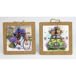 Orologio ceramica e sughero lavanda 19,5x4 cm con gift box