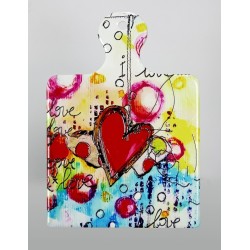 Sottopentola ceramica con decoro cuori 13,5x19 cm