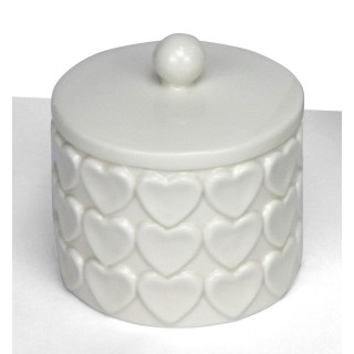 Candela porcellana con cuori 8,2x8,2x8,3 cm | CarinCasa