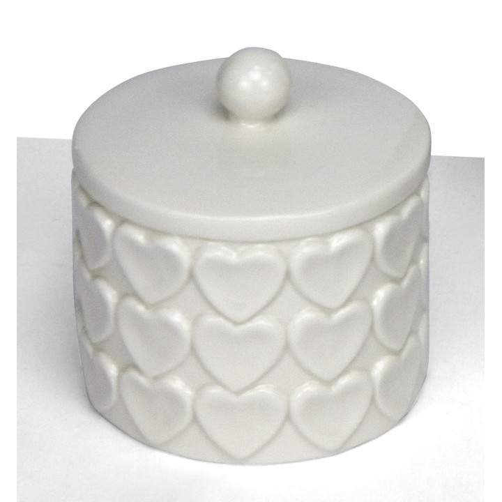 Candela porcellana con cuori 8,2x8,2x8,3 cm | CarinCasa