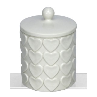 Candela porcellana con cuori bianco 8,5x12 cm | CarinCasa