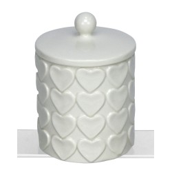 Candela porcellana con cuori bianco 8,5x12 cm