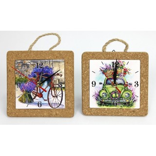 Orologio ceramica e sughero decoro lavanda 15x4 cm |…