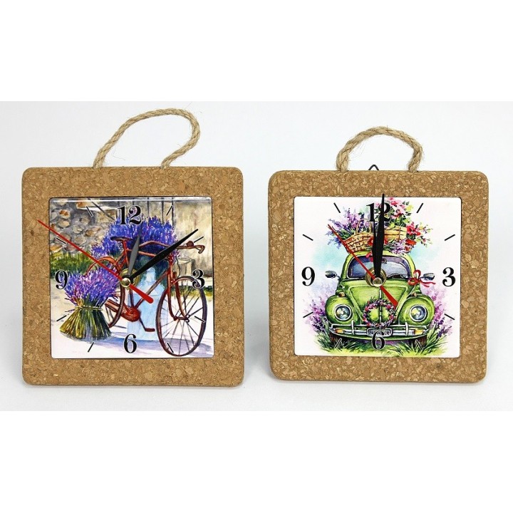 Orologio ceramica e sughero decoro lavanda 15x4 cm |…