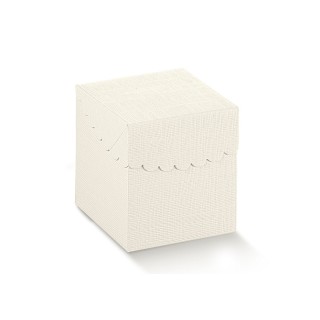 Scatola pieghevole con patella 12x12x16 cm - 120x120x160 mm seta bianco