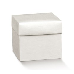 Scatola pieghevole fibra bianca 140x140x110 mm - 14x14x11 cm