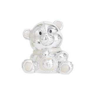 Orsetto in resina effetto argento con perle