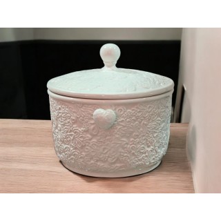 Biscottiera decoro merletto e cuori cm 13 ceramica mandorle…