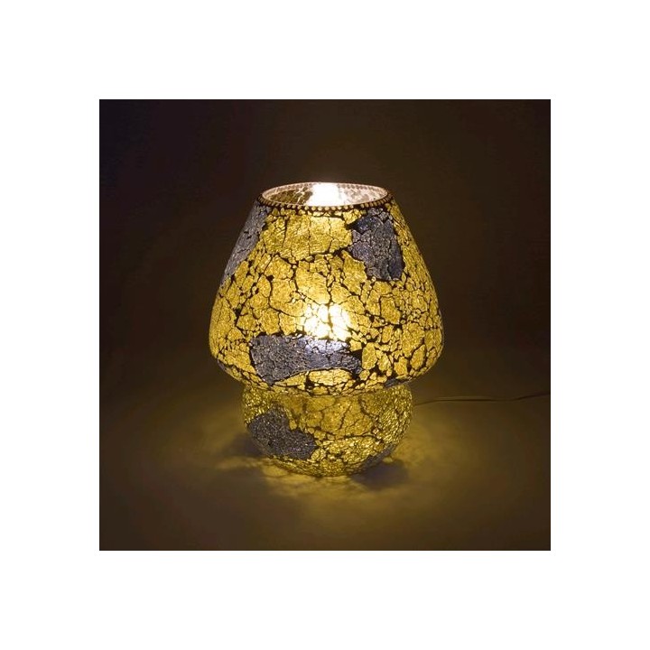 Lampada da tavolo in vetro mosaicata Green & Yellow Craquelè 30x30x32 cm