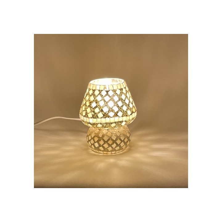 Lampada 17x17x17 cm  da tavolo in vetro mosaicata gold reflection