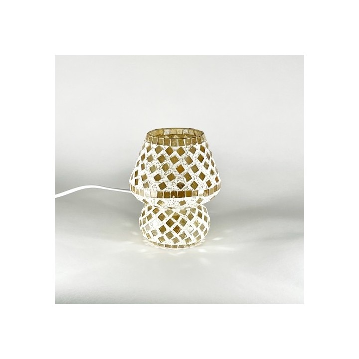 Lampada 17x17x17 cm  da tavolo in vetro mosaicata gold reflection