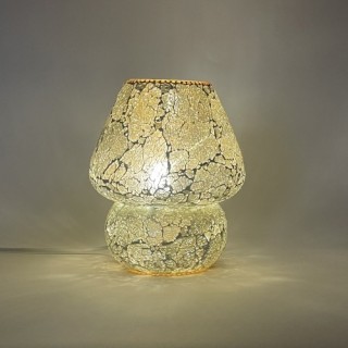 Lampada 20x20x23 cm  da tavolo in vetro mosaicata glacial gold