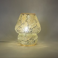 Lampada 20x20x23 cm  da tavolo in vetro mosaicata glacial gold