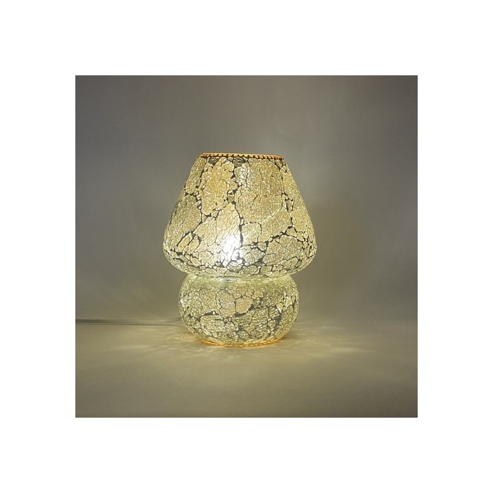 Lampada 20x20x23 cm  da tavolo in vetro mosaicata glacial gold