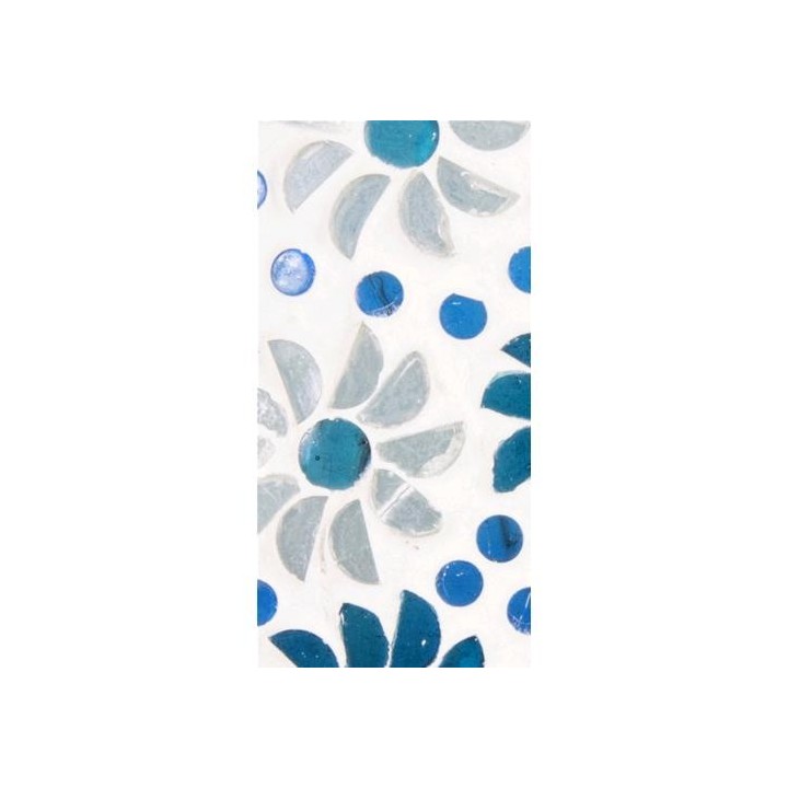 Lampada 20x20x23 cm  da tavolo in vetro mosaicata light blue daisy