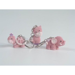 Portachiavi animaletto rosa in resina