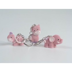 Portachiavi animaletto rosa in resina