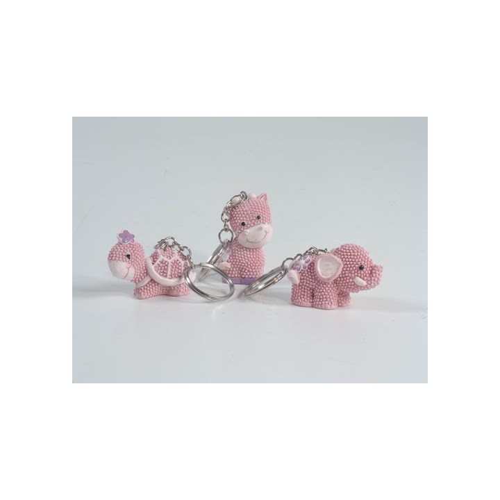 Portachiavi animaletto rosa in resina