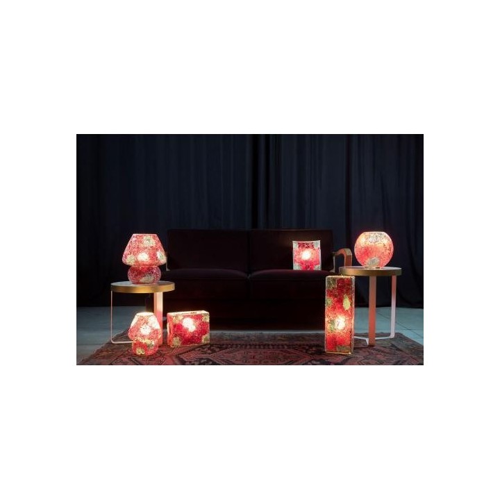 Lampada 16x16x45 cm da tavolo in vetro mosaicata vulcanic…