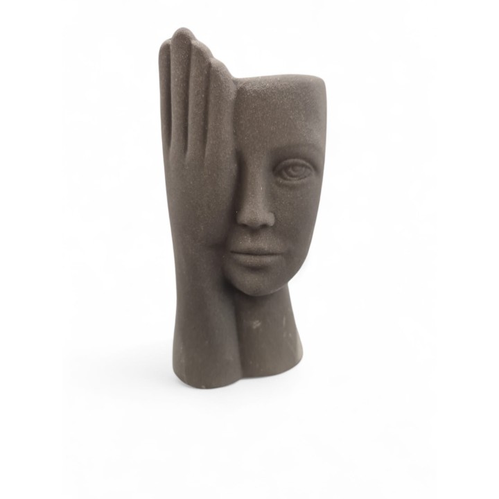 Viso Testa Volto mano portacandela antracite gres 9x18…