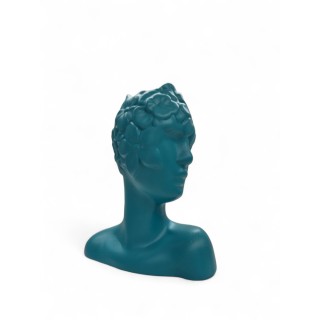 Vaso testa profilo ottanio con fiori cm 14x17 ilary queen