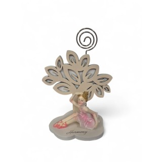 Albero della vita crema/bianco con metal clip con ballerine resina dlr