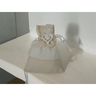 Sacchetto doppio tessuto con cuoricino in gesso | CarinCasa