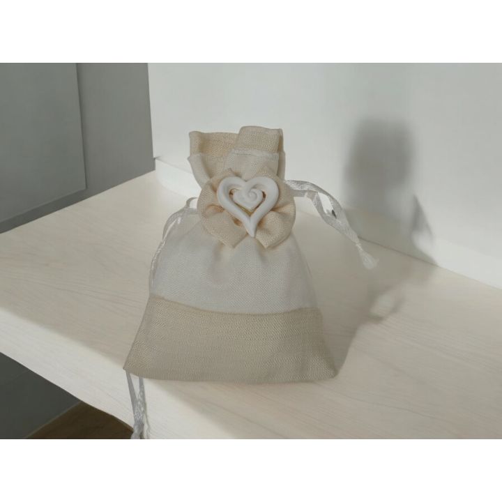 Sacchetto doppio tessuto con cuoricino in gesso | CarinCasa