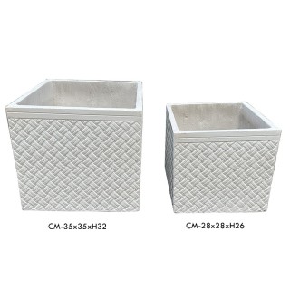 Set caspò portafiori in fibra di argilla bianco