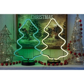 Figura luminosa albero neon LED ass. 2 colori 21x10,5x35 cm