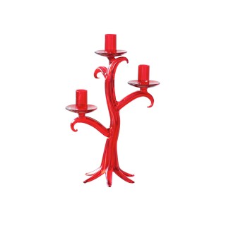 Candeliere 3 fiamme albero rosso 31cm