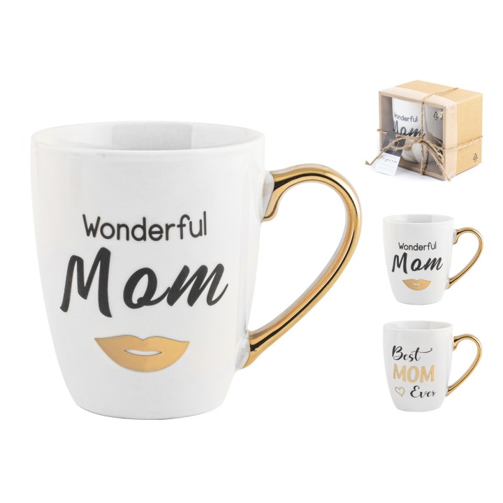 Mug tazza con manico oro decoro Mamma 360 Cc