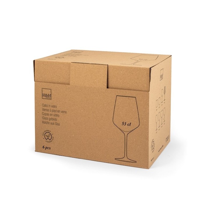 Vassoio cartone con 6 bicchieri calici 53 cl