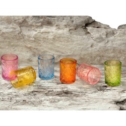 Sei bicchieri timeless liquore in vetro colori assortiti cl 06
