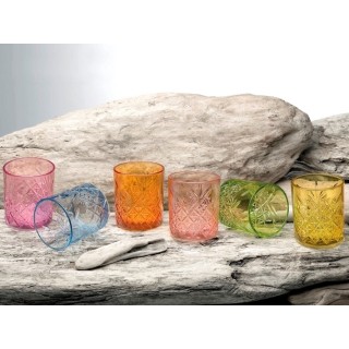 Sei bicchieri timeless in vetro colorato cl 34 assortiti