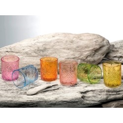 Sei bicchieri timeless in vetro colorato cl 34 assortiti