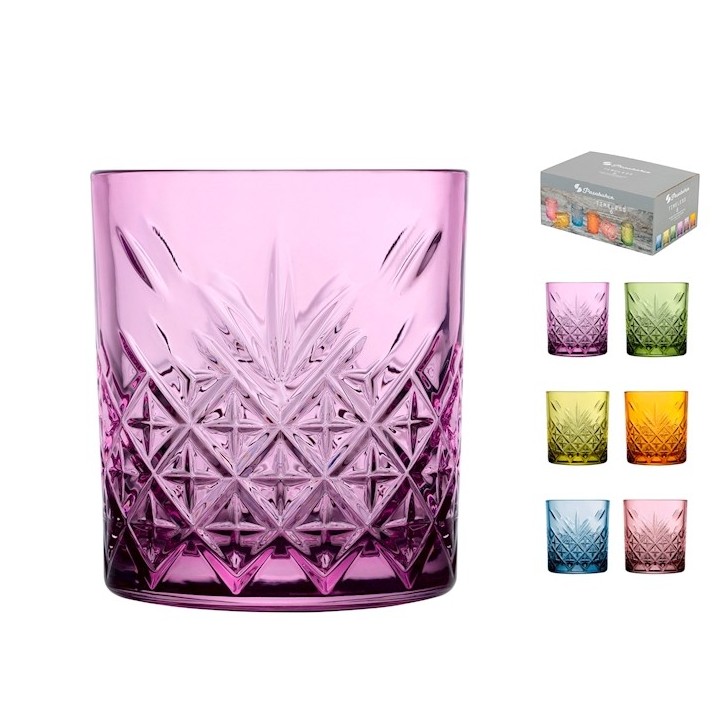 Sei bicchieri timeless in vetro colorato cl 34 assortiti