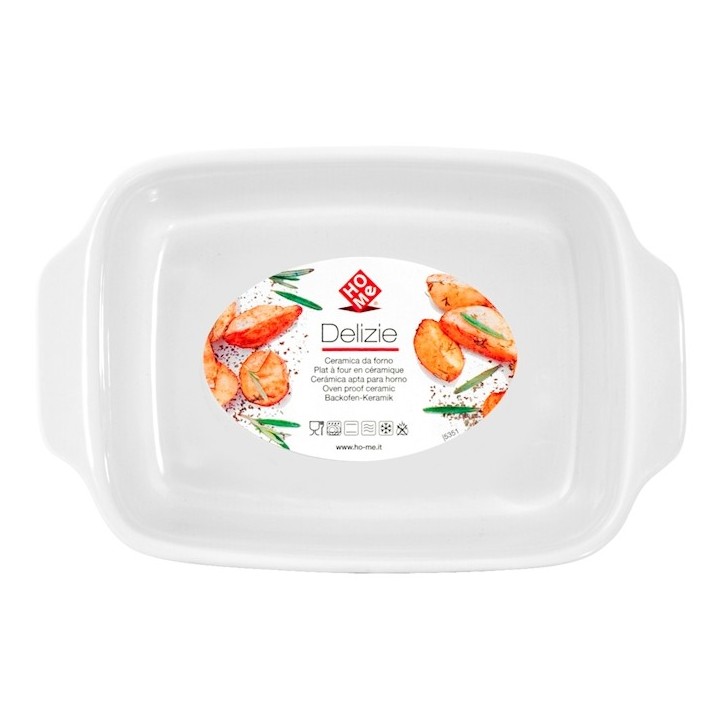 Pirofila rettangolare in ceramica bianca delizie 22x14x5 cm