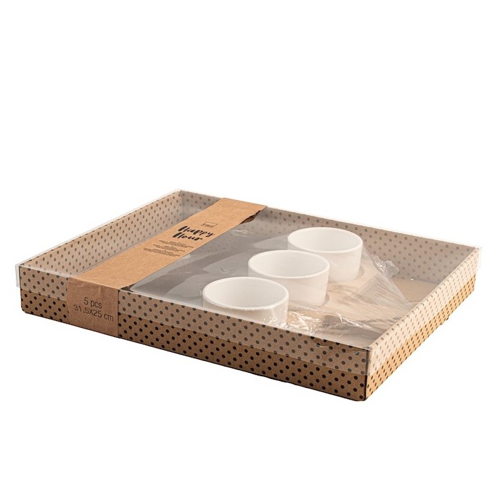 Confezione 5 pezzi happy hour base bambù 21x9,5 Cm