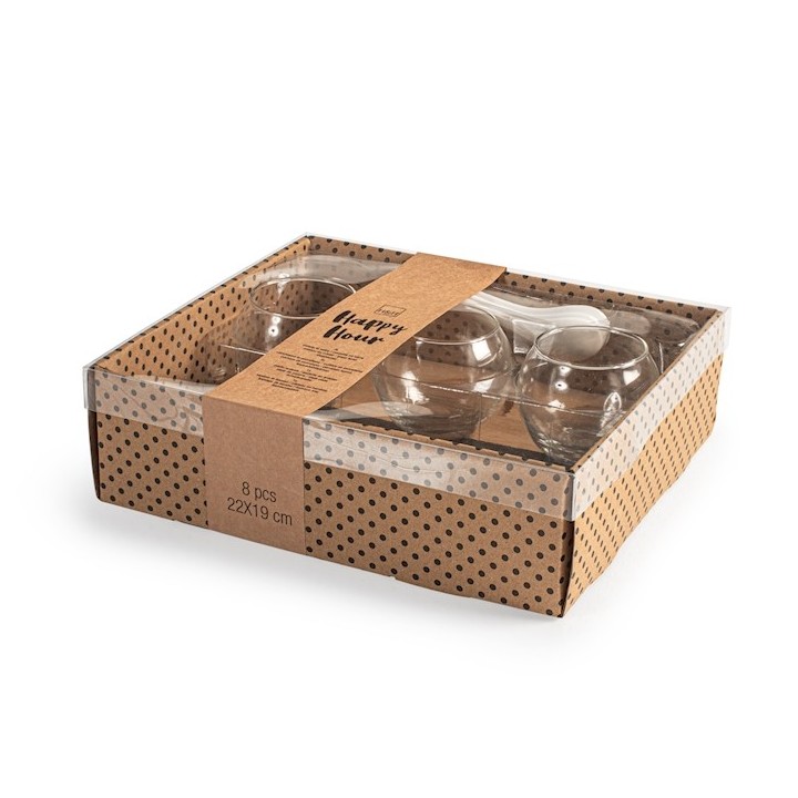 Antipastiera con tagliere ardesia  happy hour con base in bambù 23x20 cm