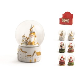 Sfera natale in vetro con base in resina decorata 8x11 cm