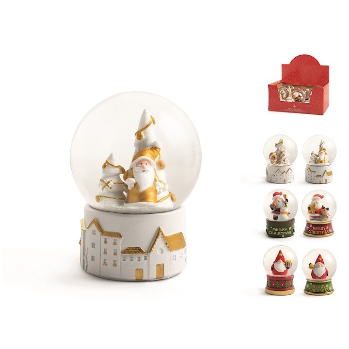 Sfera natale in vetro con base in resina decorata 8x11 cm