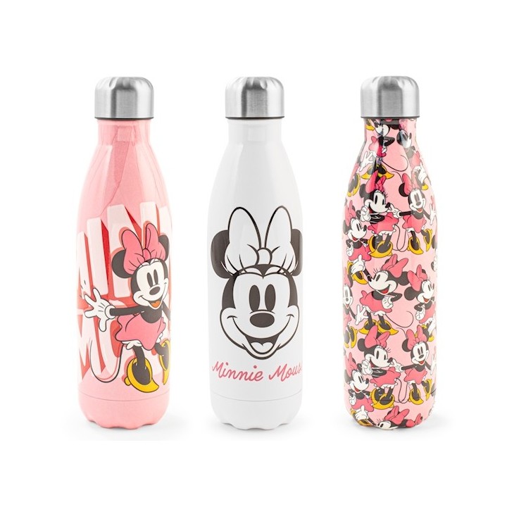 Bottiglia termica minnie class disney in acciaio inox doppia parete decorata ml 500