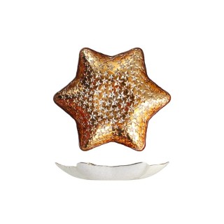 Centrotavola goldcosmo in vetro decorato forma stella cm 32,5 oro