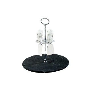 Set formaggio Parma con base in ardesia e 4 coltellini